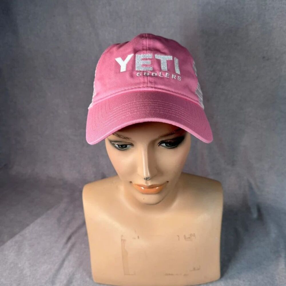 Yeti Coolers Hat Limited Edition Pink Adjustable Trucker Snap Back Mesh Cap